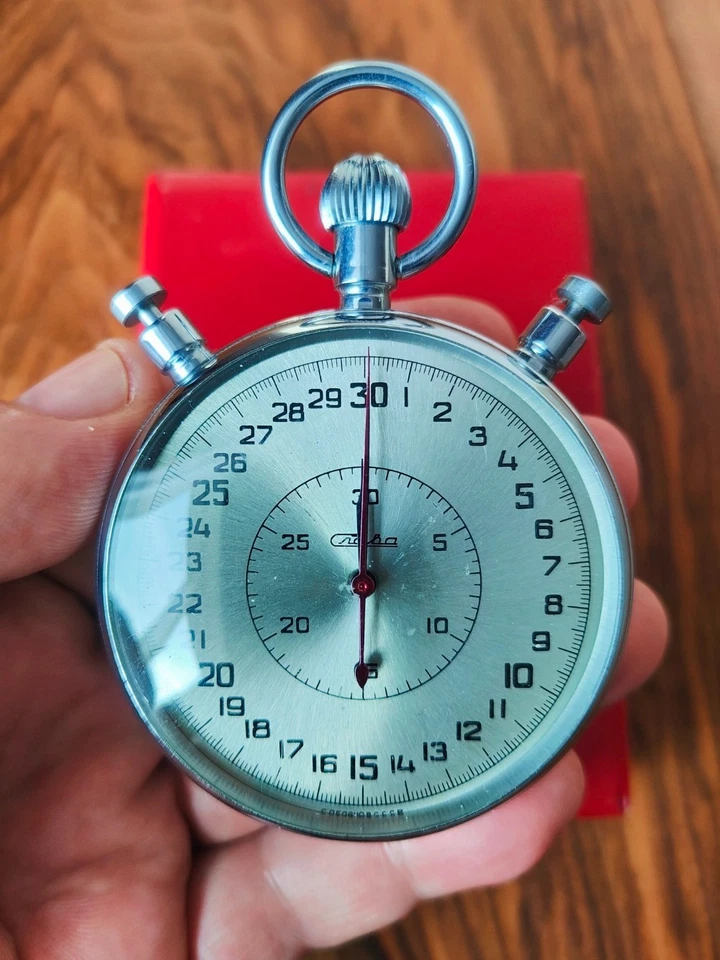 Cronómetro Slava soviético vintage URSS mecánico en caja Foto 3 de 4