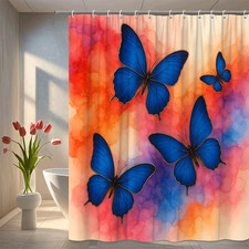 Colorful Butterfly Shower Curtain for Bathroom Decor