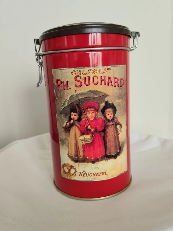 Boîte Métal Ancienne Chocolat Ph. SUCHARD Neuchâtel - Décor "Les Trois Petites F - Photo 4/4