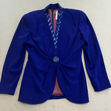 Daymor Couture Purple Beaded Elegant Suit Jacket Formal Size 10