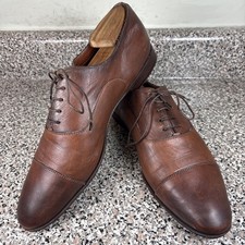 Santoni Darian Brown Leather Cap Toe Oxford Shoes Men  s 9D 850 MSRP VGUC