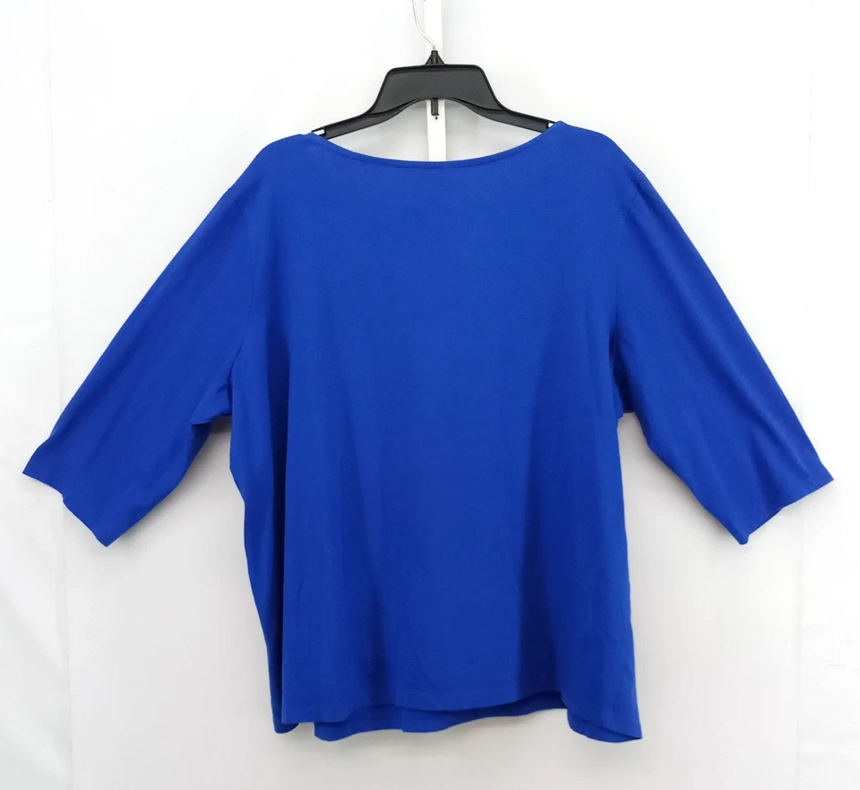 Camisa Coral Bay Mujer Talla 2X Azul Cuentas Bordada Copos de Nieve Top de Vacaciones Foto 3 de 4