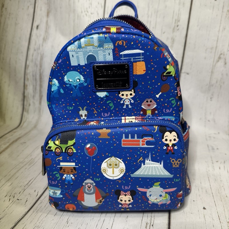 Disney Parks Magic Kingdom Icons Blue Loungefly Backpack New With Tags