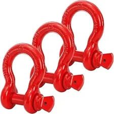 3 Pack D Ring Shackles - 3/4" Rugged Unbreakable Heavy Duty Tow Shackle for Stra
