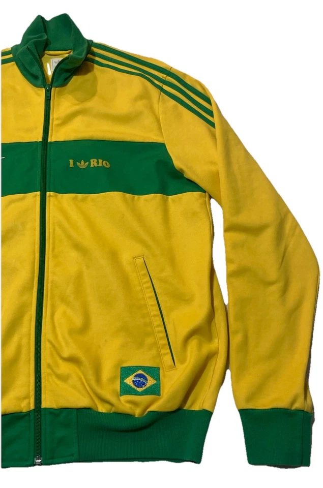 2006 Adidas куртка Рио-де-Жанейро мужчин XL желтый зеленый Бразилии футбол - Изображение 4 из 4