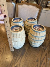 Vintage Salt Water Taffy Barrel Banks James Candy Co Atlantic City NJ, 7in tall