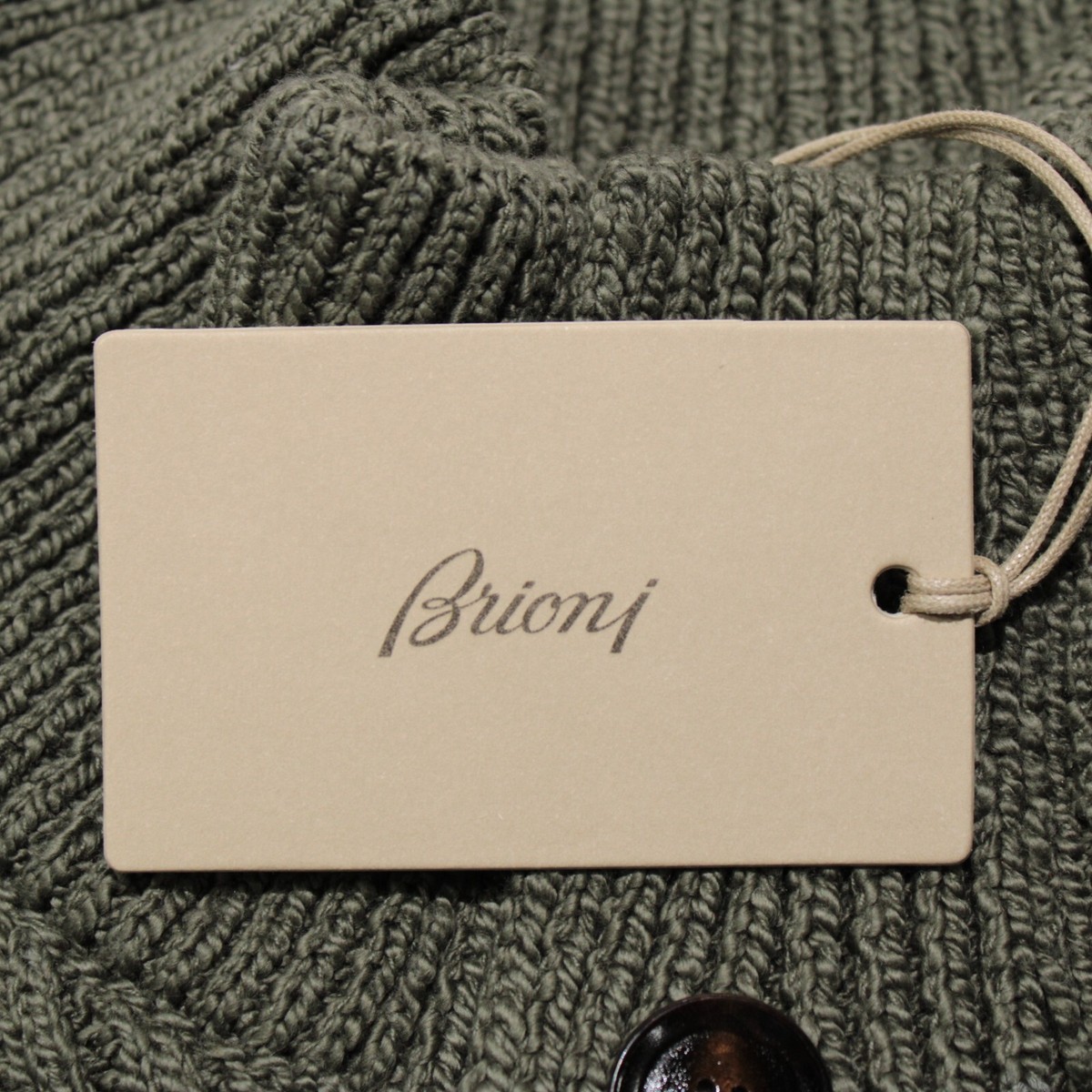Brioni NWT Pullover Henley Knit Sweater Size 56 US 2XL Olive Green