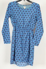 J. Crew Women’s Dress 2 Blue Red Long Sleeve A Line Lined Elastic Waist Diamond