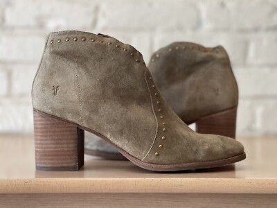 Frye Nora Short Suede Leather Ankle Boots Bootie Brown Taupe Women’s Size 