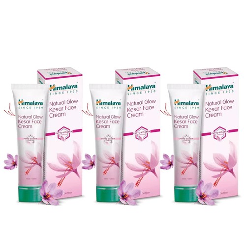 3 X Himalaya NATURAL GLOW KESAR FACE CREAM 25gm with Saffron & Alfalfa FREE SHIP