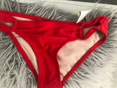 NWT Bikini bottom red size S open loop sides