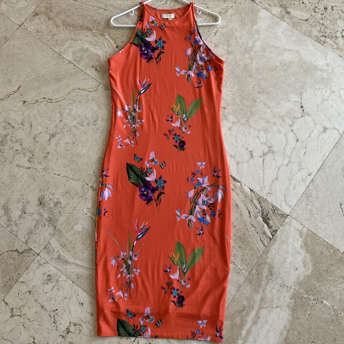Ted Baker London Orange Joelia Tropical Oasis Bodycon Dress