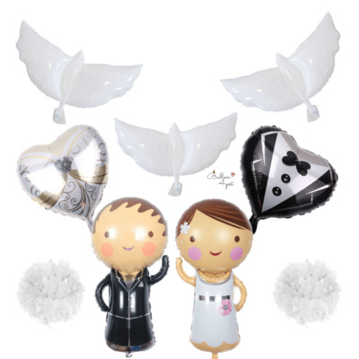 Hochzeitballons Bräutigam Braut Luftballons Brautpaar Folienballons Mr & Mrs