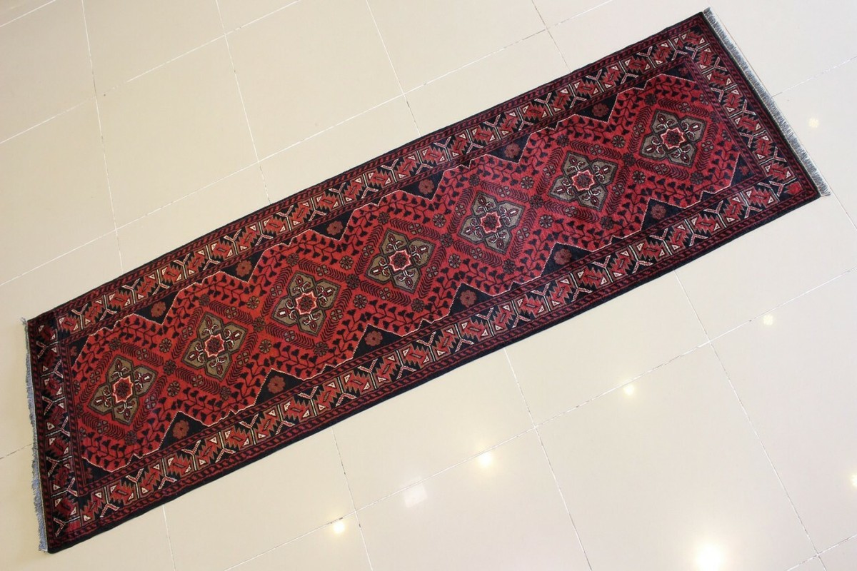 Rugstc 2'4x9'4 Tapis de couloir design caucasien, laine Tribal Khan