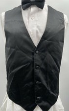 Joseph  Feiss Men's V Neck Sleeveless 4 Button Black Tuxedo Vest Size XS
