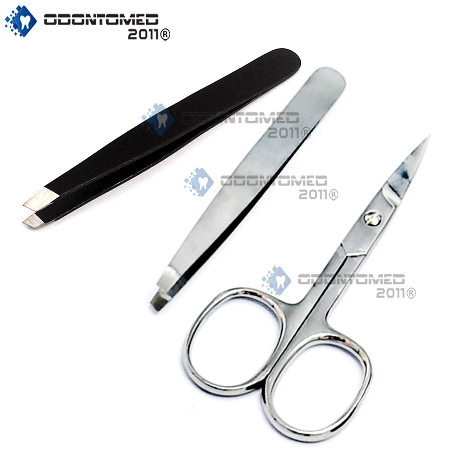 3 x Cosmetic Makeup Eyebrow Trimmer Scissors Pair of Tweezers Stainless Steel