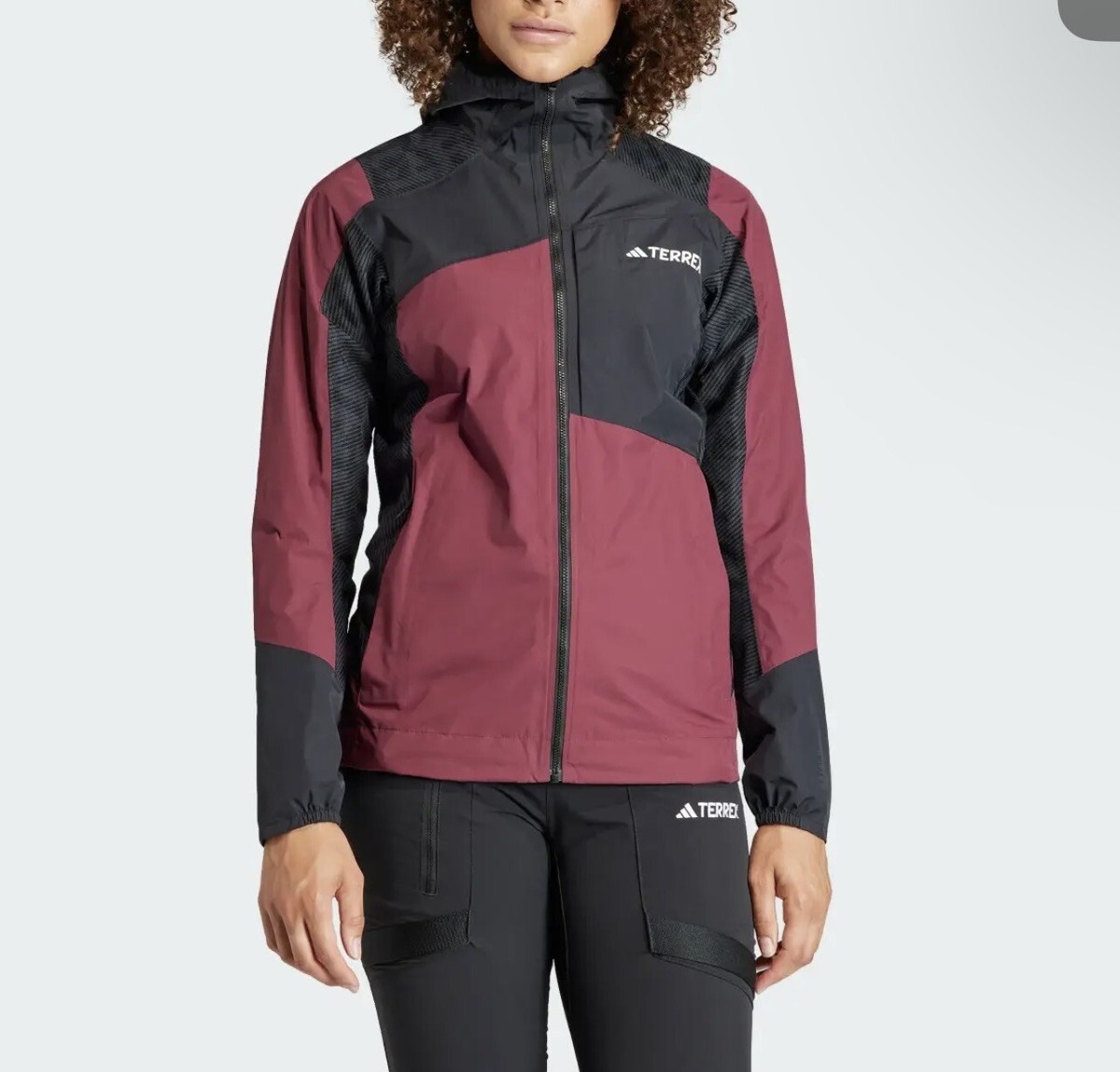 $280 adidas women TERREX Hiking Slim Fit Red Black RAIN.RDY Size