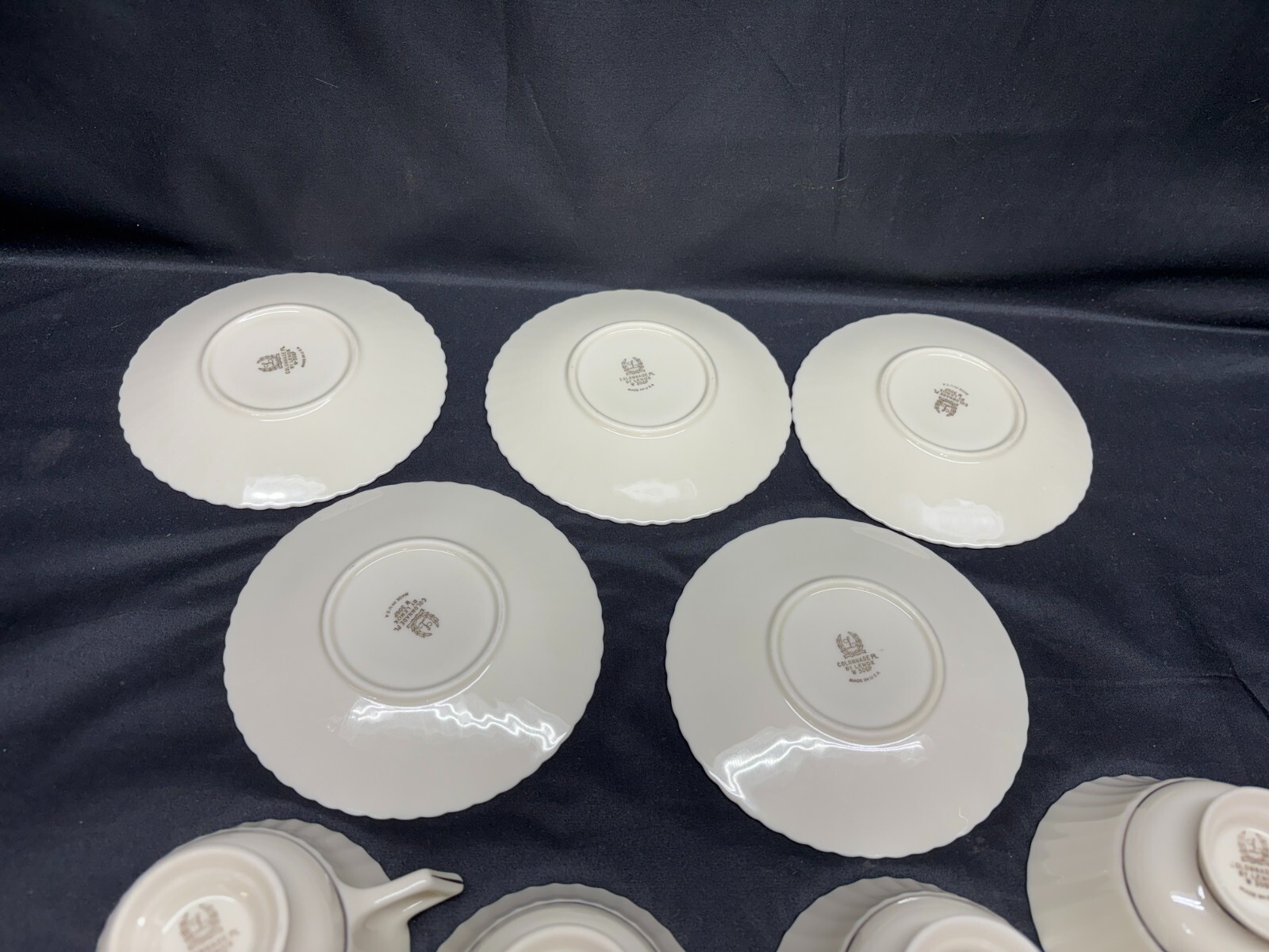 Lenox "COLONNADE" Platinum ~ USA ~ Set of 5 ~ Cups & Saucers ~ 2 5/8" Tall