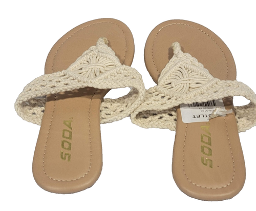 SODA Size 6 Womens Ivory Woven Flip Flop Sandals NWOT - Picture 2 of 4