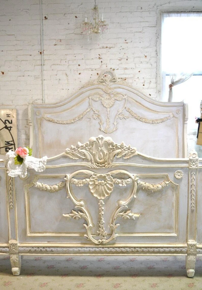 Cabaña pintada Shabby Chic romántica cama francesa Queen/King Foto 4 de 4