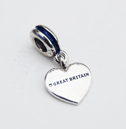 Genuine Pandora Charm Bead "Great Britain Heart Flag" 791512ENMX - retired - Picture 2 of 2