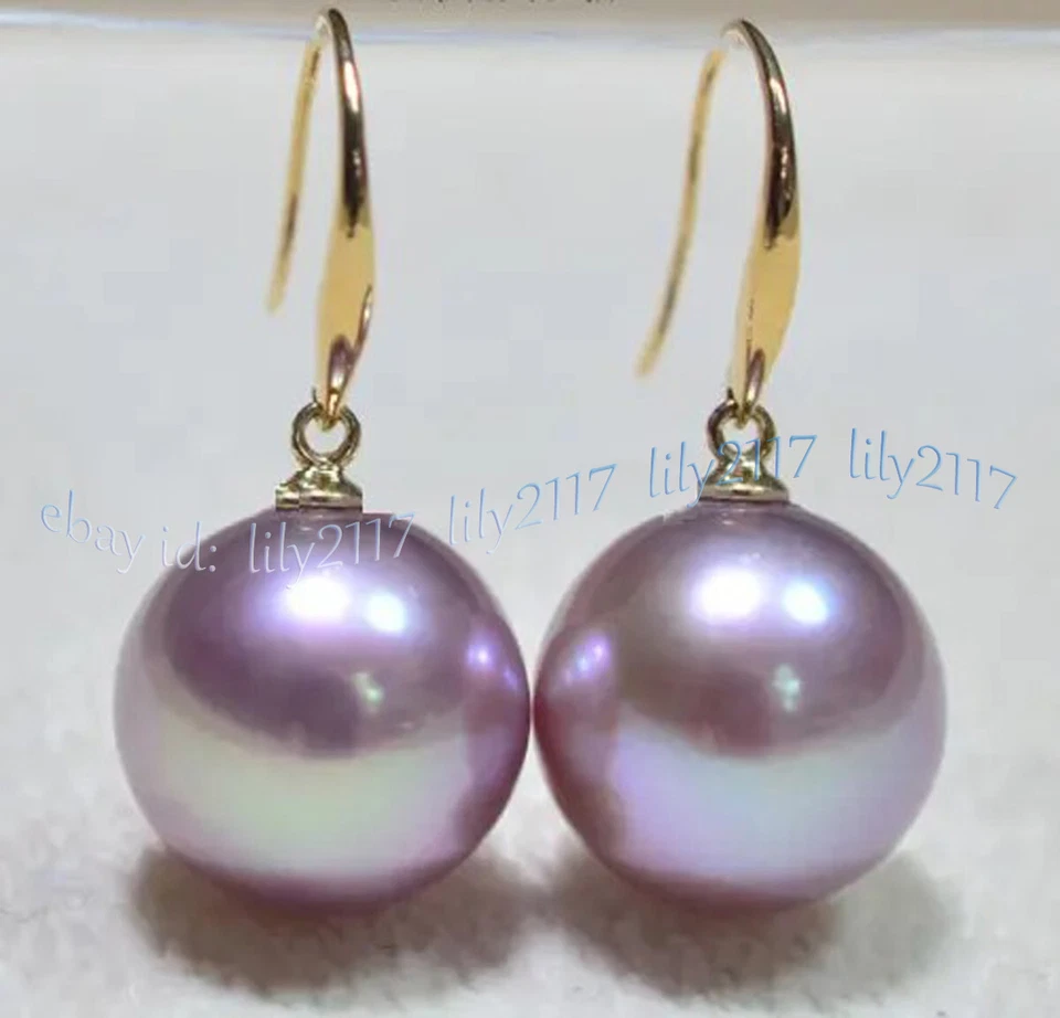 Enormes pendientes redondos de perlas de oro de 14 k AAA del Mar del Sur australiano de 16 mm Foto 3 de 4