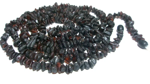 RAW BEAUTIFUL 100% NATURAL  BALTIC AMBER  NECKLACE 120 cm - Dark cherry color