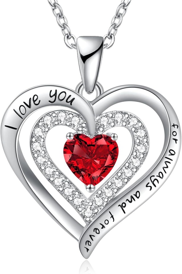 Mujeres Amor Corazón Collares Piedra de Nacimiento Collar Joyería Regalo para Esposa Novia