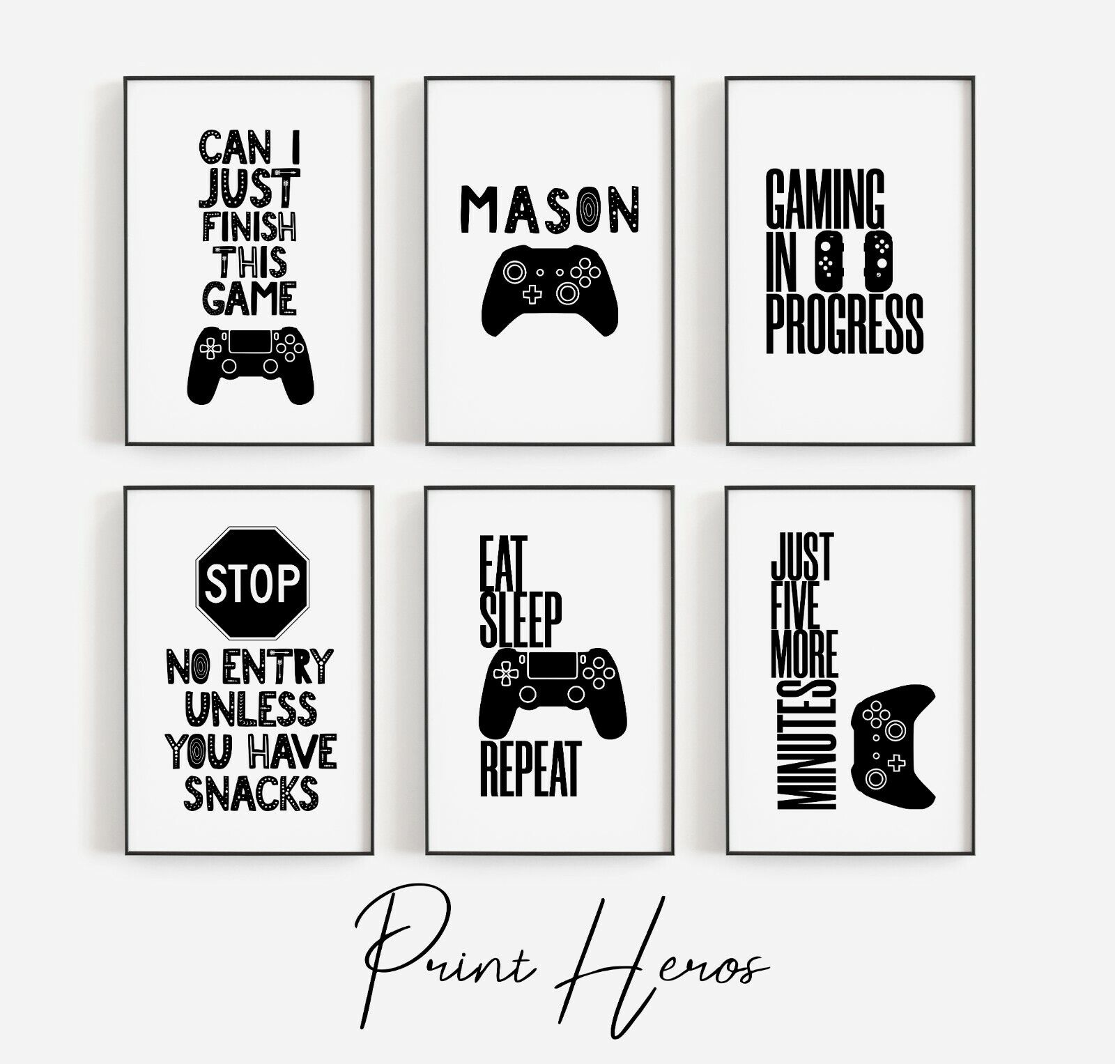 Gaming Prints for Game Room Boys Gamer Poster Games Room Wall Art  PlayStation