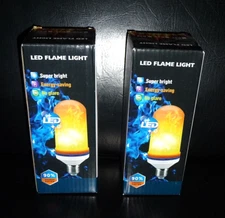 2 LED FLAME Effect Light Bulbs Flashing Simulate Fire Flickering Decoration NEW