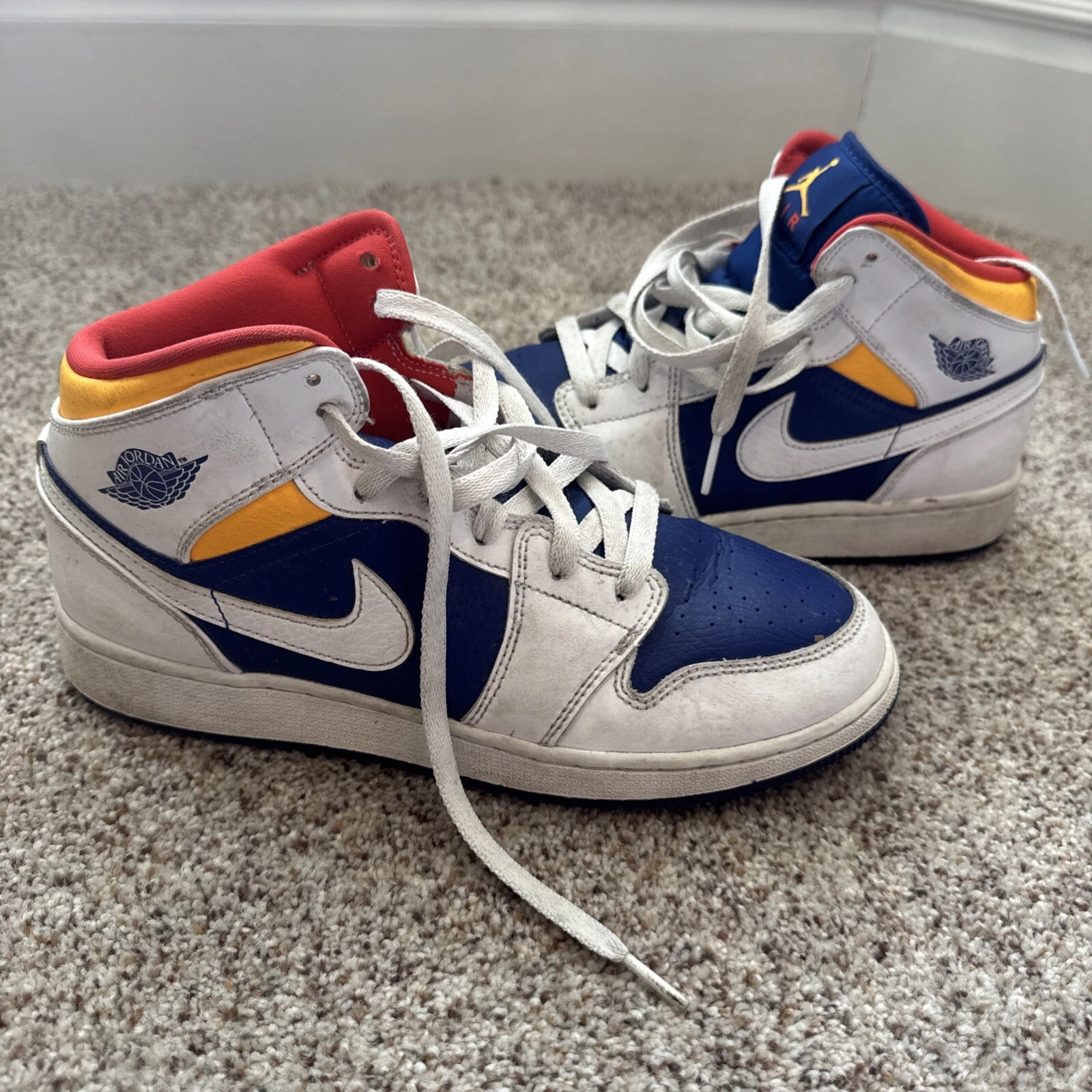 Taglia 6.5Y Nike Air Jordan 1 bianco blu giallo arancione