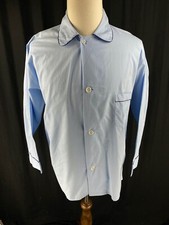 Van Heusen Vtg 50s 60s Button Pajama Shirt B Fits L Blue Sanforized