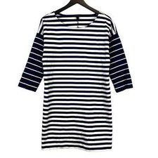 J.Crew Size S Stripe Shirt Dress Mini Navy Blue White