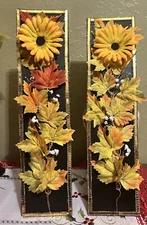 Set Of 2 Wall Art, 3D Flower Rhinestones, Acrylic Paint