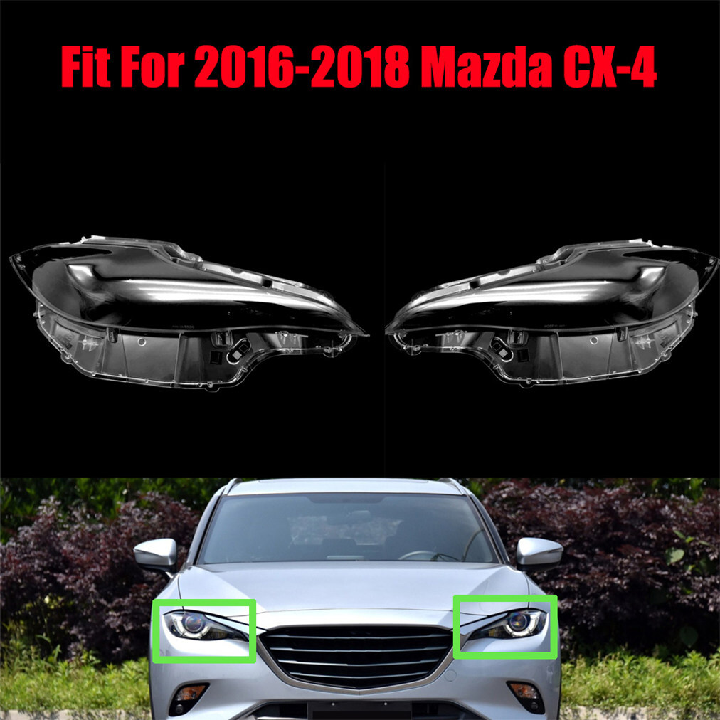 Left+Right Side Headlight Headlamp Clear Lens Cover Fit For 2016-2018 Mazda CX-4