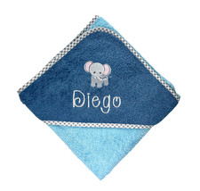 Elefanten Kapuzenhandtuch mit Name schönes Geschenk für's Baby oder Kleinkind