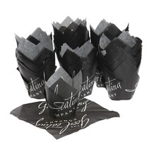 Muffin Wraps Cases Professional Greased Easy Peeling Paper Style Black Tulip