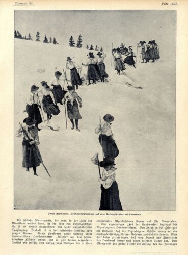 Pensionsschülerinnen auf dem Bossongletscher bei Charmonix c.1904 - Picture 1 of 1