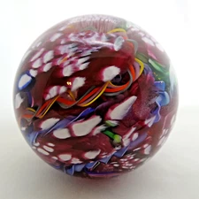 LARGE Signed 2002 James Alloway Dichroic Ribbon Scramble Art Glass Paperweight