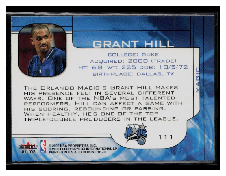 2001 Fleer Exclusive Members Only #111 Grant Hill - Image 2 of 2