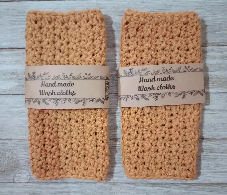 Crochet Hecho a Mano Baño Lavado Paño Cara Spa Reutilizable Amarillo Mostaza Foto 3 de 4