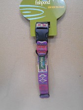 Fishpond Pet Bow Wow Dog Collar Red / Purple Medium 15"-24"