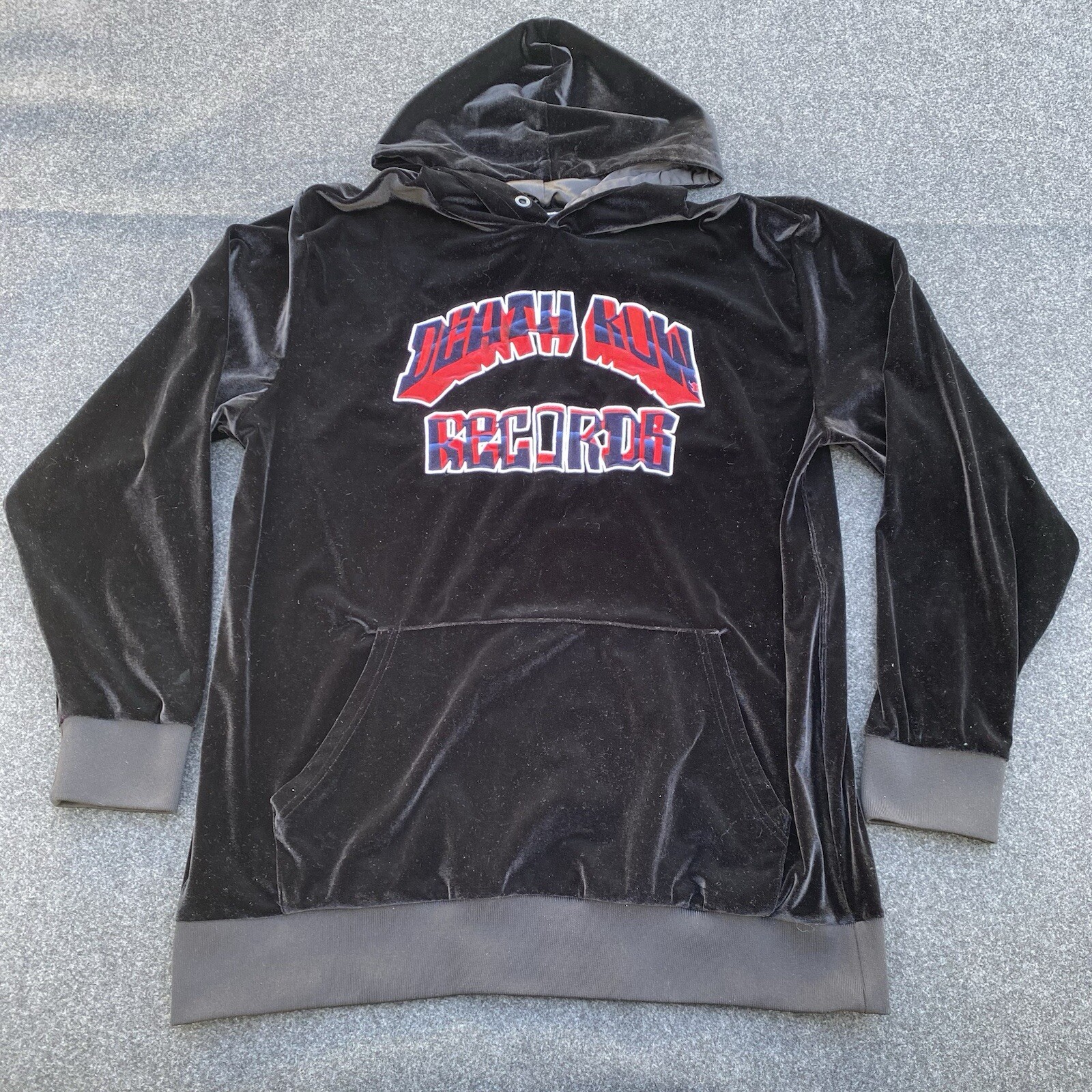 FILA Felpa con cappuccio pullover in velluto Death Row Records nero rosso uomo 2XL