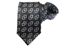 JOHN W NORDSTROM MEN'S TIE BLACK/GEOMETRIC WIDTH: 3.5/8" LENGTH: 61"