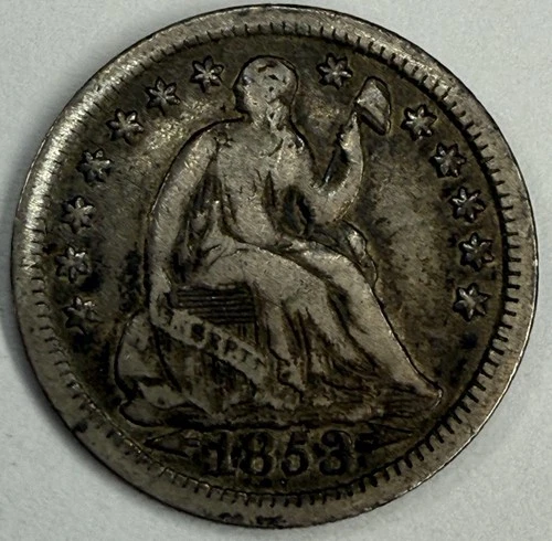 1853 W/Arrows Seated Liberty Half Dime 5c Exact Coin Imaged #SL65