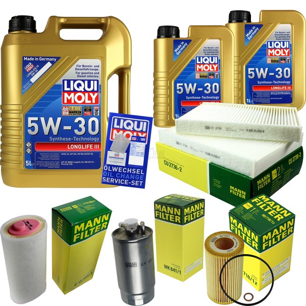 Mann Inspektionspaket 7L Liqui Moly Longlife III 5W-30 FüR BMW 5Er E39 520D-image