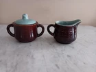 Red Wing Pottery Village Green Creamer & Covered Sugar Bowl X