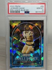 2022 Panini Prizm Brilliance Blue Ice Prizm Ja'Marr Chase #B-9 /99 PSA 10