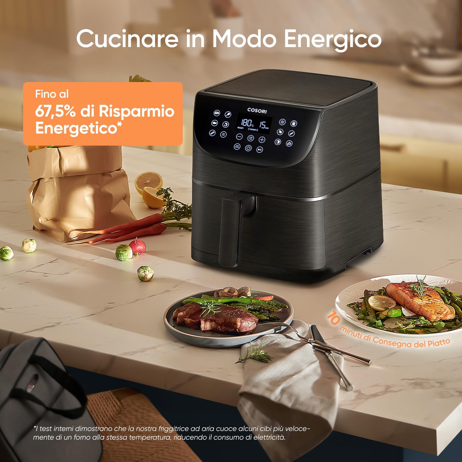 Cosori Friggitrice ad Aria 5,7 L 13 Funzioni 97% Meno Olio 1700W Nero 67.5% di foto 2