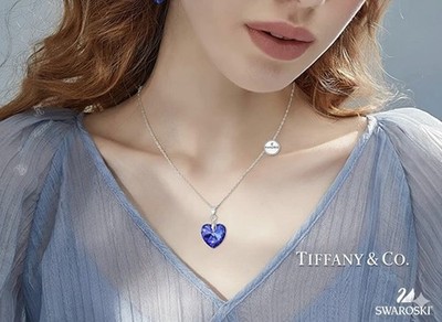 Bermuda Blue Mother s Day Gift Heart Women Necklace madewith Austrian Crystal